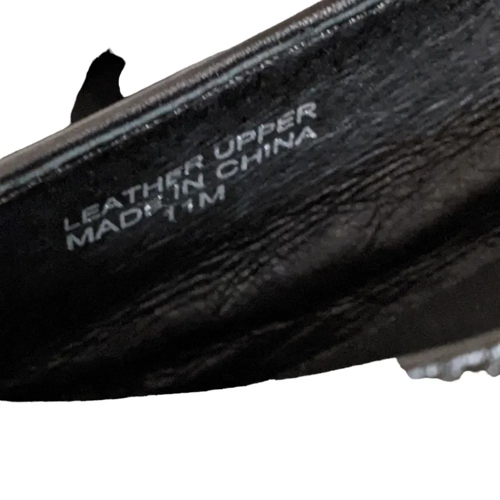 J/Slides Gwen black leather platform slip on sneaker loafer size 11M